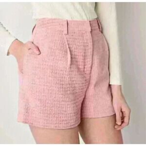 Ryegrass Textured Zephyr Pink Tweed High Rise Shorts Women's 16 pinup style